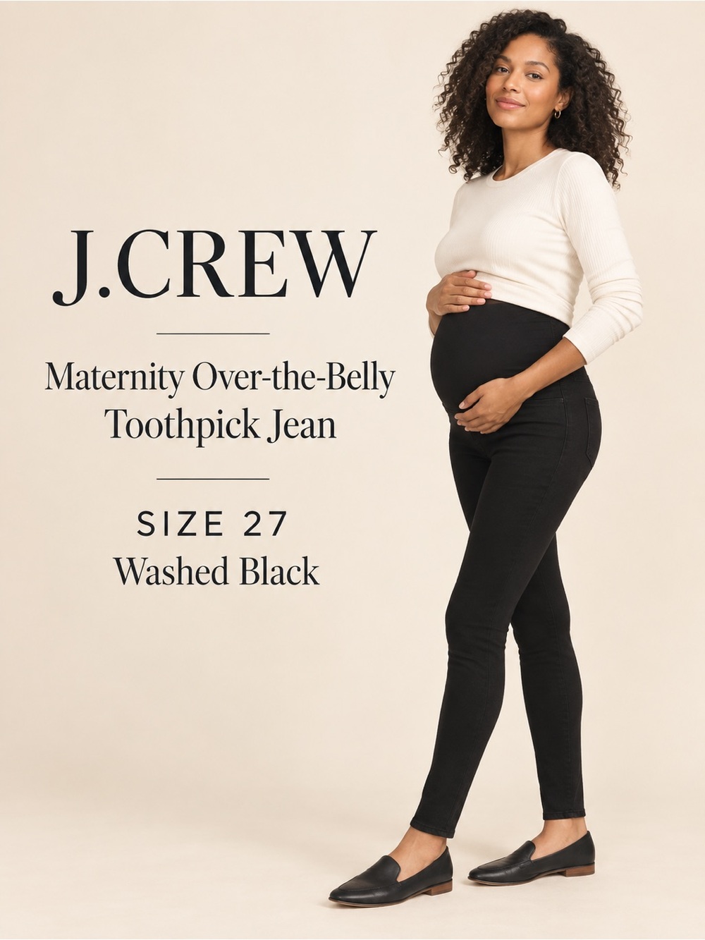NWT J.Crew Maternity Over-the-Belly Toothpick Jeans Washed Black 27